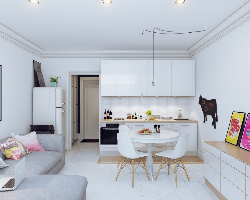 Дизайн квартиры-студии 20 кв.м: фото интерьера, выбор цвета, освещения, идеи обустройства