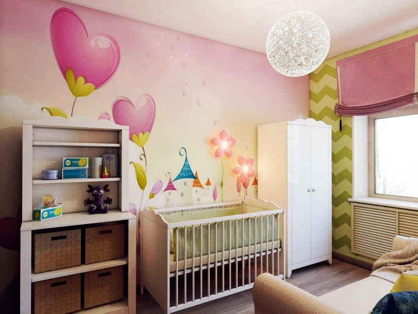 Дизайн детской комнаты для новорожденной девочки