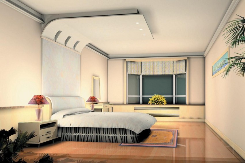 Спальня с высоким потолком, правила оформления